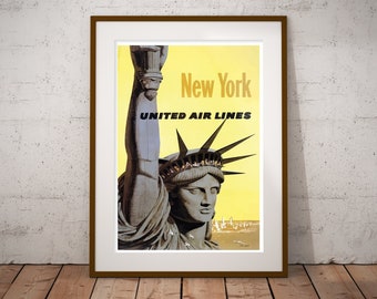 Vintage Travel Poster - New York - Retro Print NYC - Tourism - World Travel Art