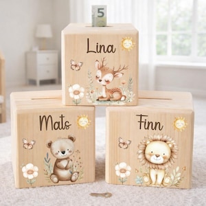 Salvadanaio, salvadanaio per bambini, salvadanaio in legno, regalo di battesimo, battesimo, salvadanaio personalizzato, neonato, nascita, regali di nascita, salvadanaio per bambine, bambino