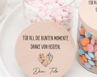 Gepersonaliseerde voorraadpot met naam – Afscheidscadeau voor juf of meester – Cadeau voor kinderdagverblijf – Bedankglas voor juf of meester cadeau-idee