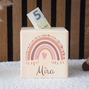 Hucha, hucha personalizada, hucha niño, hucha madera, hucha niña, hucha bautismo, hucha personalizada, arcoiris