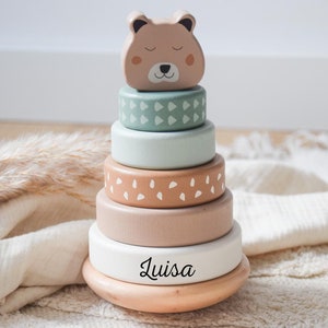 Stacking tower, personalized stacking tower, baby toys, Montessori toys, baby gifts, baby gift birth, birth gift, christening gift