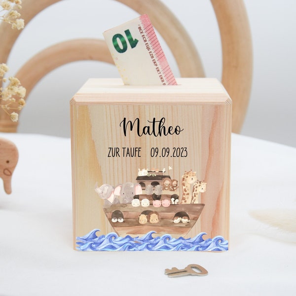 Money box, baptism gift, baptism, Noah's Ark baptism, baptism gift, baptism gift, congratulations on baptism, money box personalized, money box