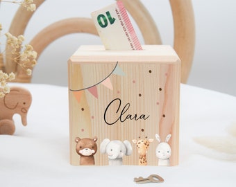 Money box, money box personalized, money box child, money box wood, money box girl, money box baptism, personalized money box, baptism gift