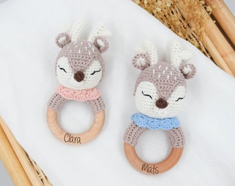 Babyrassel, Babyrassel personalisiert, Geburt, Baby, Beißring, Babygeschenk Geburt, Holzspielzeug, Rassel Baby, Taufgeschenk, Greifling Baby