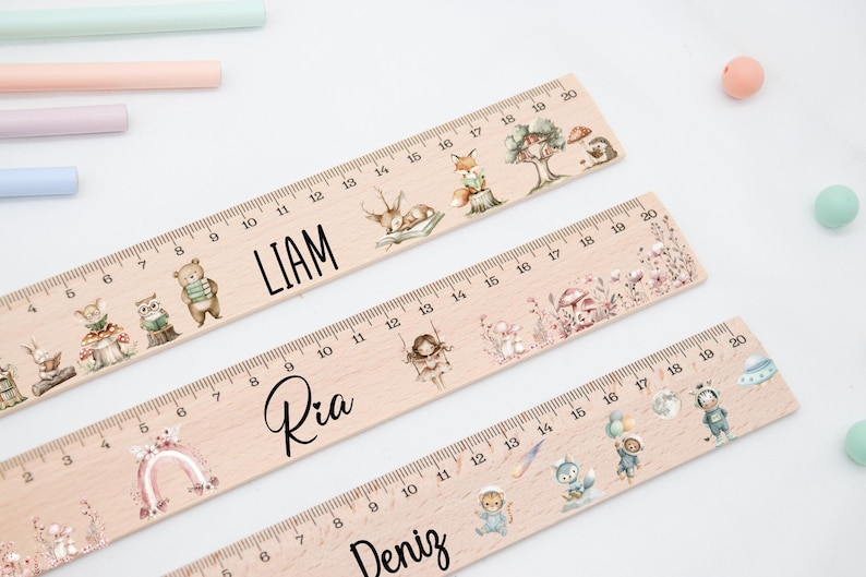 Ruler, schoolchild, personalized ruler, wooden ruler, back-to-school gifts, back-to-school presents, school enrollment gift, start of school Blumen - Fee
