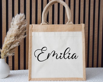 Sac de jute personnalisé avec nom, sac de jute, sac de jute personnalisé, cadeau de fête des mères, cadeau de petite amie, cadeau de pendaison de crémaillère