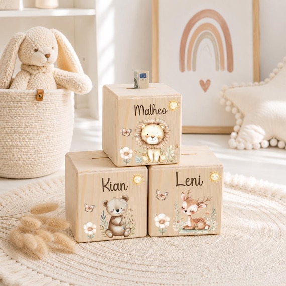 Spardose, Spardose Kind, Spardose Holz, Taufgeschenk, Taufe, Spardose personalisiert, Baby, Geburt, Geschenke Geburt, Spardose Mädchen, Kind