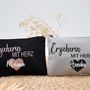 Personalisiertes Kosmetiktasche Geschenk Erzieherin mit Herz  |Geschenktasche | Dankeschön | Geschenkidee | Lehrerin  | Abschied | Hebamme