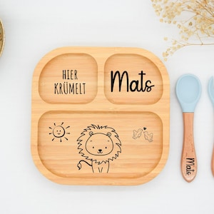 Bambusteller mit Saugnapf, Babyteller personalisiert, Kinderteller, Babygeschenk, Bambusteller Baby, Geschenk Geburt, Taufe Kindergeschenke