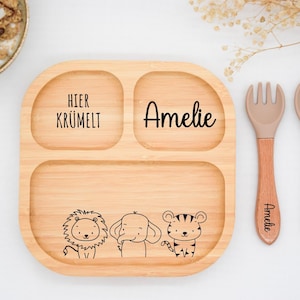 Bambusteller mit Saugnapf, Babyteller personalisiert, Kinderteller, Babygeschenk, Bambusteller Baby, Geschenk Geburt, Taufe Kindergeschenke