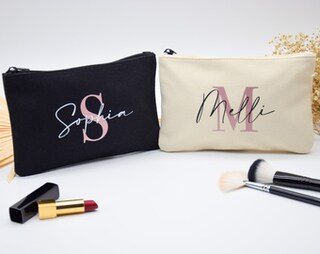 Borsa In Iuta Personalizzata Con Monogramma Floreale E Nome - Piccola 26x22x14 Cm Per Festa Della Mamma
