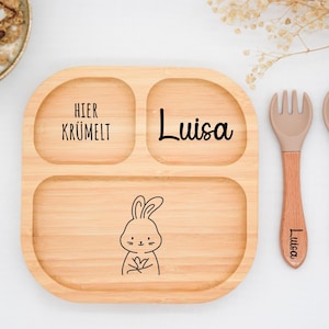 Bambusteller mit Saugnapf, Babyteller personalisiert, Kinderteller, Babygeschenk, Bambusteller Baby, Geschenk Geburt, Taufe Kindergeschenke