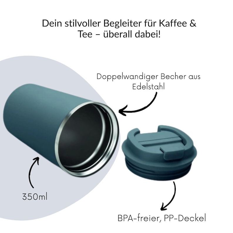 Edelstahl-Thermobecher mit Wunschgravur als stilvolles Geschenk – z. B. zu Weihnachten, Vatertag, Muttertag oder als Dankeschön im Büro. Umweltfreundlich & edel.