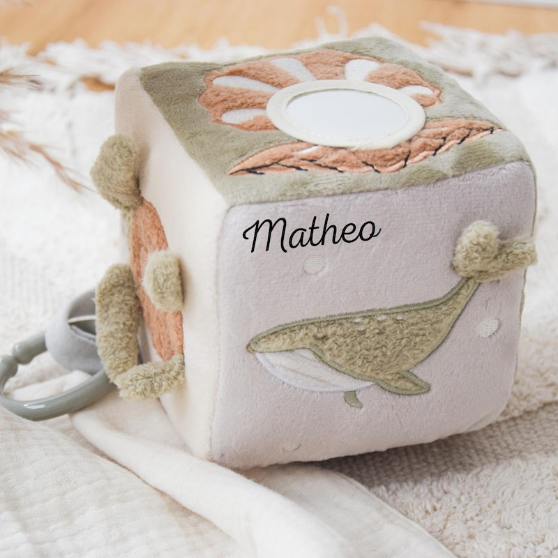 Baby toys, baby play cube, motor skills cube, baby gifts, birth gift, personalized play cube, christening gift, baptism gift