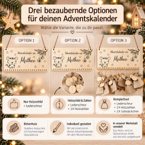 Unser personalisierter Adventskalender aus Holz für Kinder ist ein einzigartiges Geschenk, um die Vorfreude auf Weihnachten und den Nikolaus jeden Tag mit einer individuellen Überraschung zu füllen.
Adventskalender Kinder, Nikolausgeschenk, Advent