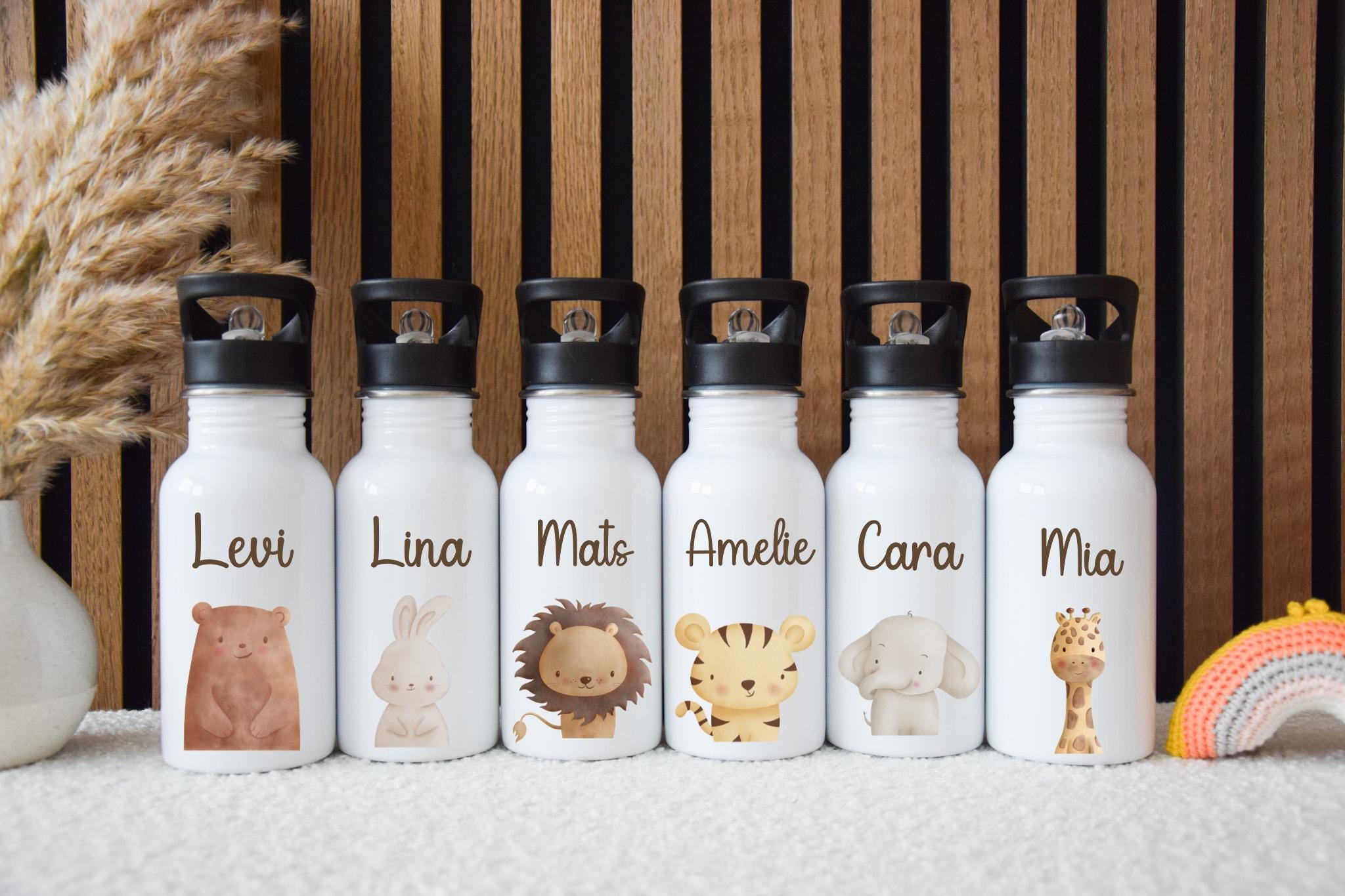 Trinkflasche Personalisiert Kinder, Trinkflasche Kinder, Trinkflasche Edelstahl Kinder, Trinkflasche Strohhalm, Einschulungsgeschenke, Kita