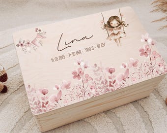 Boîte à souvenirs pour bébé, coffret à souvenirs, cadeaux de naissance, cadeau de baptême, cadeau de naissance, boîte à souvenirs, cadeau de naissance, boîte en bois, bébé