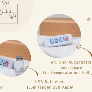 Nachtlicht Kinder, Nachtlicht personalisiert, Nachtlicht Baby, Babygeschenk Geburt, Kinder Lampe, Baby Lampe, Taufgeschenk,Nachtlicht, Taufe Bild 3