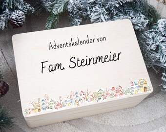 Personalisierter Adventskalender mit Name, Adventskalender aus Holz, Adventskalender zum befüllen, Adventskalender Kind, Weihnachten, Advent