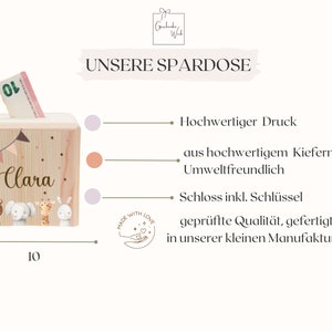 Unsere personalisierten Holz-Spardosen für Kinder sind das perfekte Geschenk zur Geburt und Taufe.  Diese Spardosen sind zeitlose Erinnerungen an die Kindheit und eignen sich auch hervorragend als Weihnachtsgeschenke für Kinder.