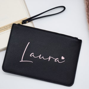 Personalisierte Clutch personalisierte Tasche personaliserte Geschenk Kosmetiktasche Leder Bild 1