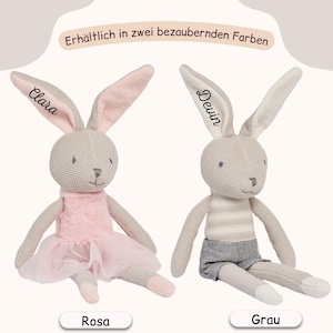 Personalisierter Kuscheltier Hase mit Namen, ideal als Babygeschenk zur Geburt, Taufe oder Geburtstag. Ein perfektes Babygeschenk für Jungen und Mädchen zur Taufe. Für Kinderzimmer baby and kids gift.