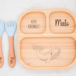 Bambusteller mit Saugnapf, Babyteller personalisiert, Kinderteller, Babygeschenk, Bambusteller Baby, Geschenk Geburt, Taufe Kindergeschenke