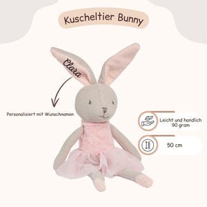 Personalisierter Kuscheltier Hase mit Namen, ideal als Babygeschenk zur Geburt, Taufe oder Geburtstag. Ein perfektes Babygeschenk für Jungen und Mädchen zur Taufe. Für Kinderzimmer baby and kids gift.