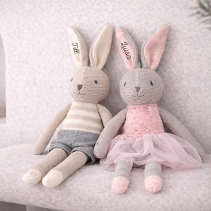 Personalisiertes Kuscheltier, Kuscheltier, Babygeschenke, Kuscheltier Hase, Kuscheltier Baby, Pluschtier, Geschenk Geburt, Schmusetier, Baby Bild 1