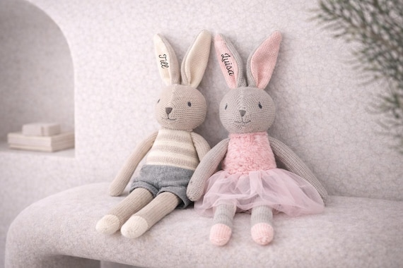 Personalisiertes Kuscheltier, Kuscheltier, Babygeschenke, Kuscheltier Hase, Kuscheltier Baby, Pluschtier, Geschenk Geburt, Schmusetier, Baby