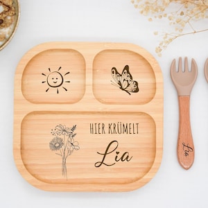 Bambusteller mit Saugnapf, Babyteller personalisiert, Kinderteller, Babygeschenk, Bambusteller Baby, Geschenk Geburt, Taufe Kindergeschenke