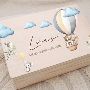 Erinnerungskiste Baby personalisiert – Holzkiste mit Namen – Geschenk zur Geburt & Taufe – Erinnerungsbox aus Holz für Mädchen und Jungen