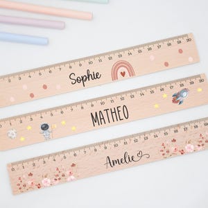 Règle, écolier, règle personnalisée, règle en bois, cadeaux de scolarisation, cadeaux de scolarisation, cadeau d'introduction à l'école, rentrée scolaire