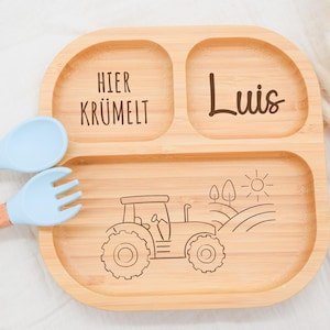 Bambusteller mit Saugnapf, Babyteller personalisiert, Kinderteller, Babygeschenk, Bambusteller Baby, Geschenk Geburt, Taufe Kindergeschenke