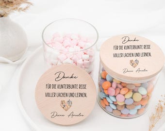 Gepersonaliseerde voorraadpot, afscheidscadeau voor de kleuterjuf, zenuwvoedselpot met naam, cadeau voor de kinderopvang, cadeau voor de inschrijving op school voor meisjes of jongens