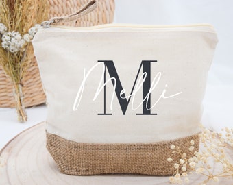 Sac de maquillage personnalisé, sac de beauté, nom souhaité | Cadeau personnalisé fête des mères trousse de maquillage petite amie trousse de toilette mariage JGA demoiselle d'honneur