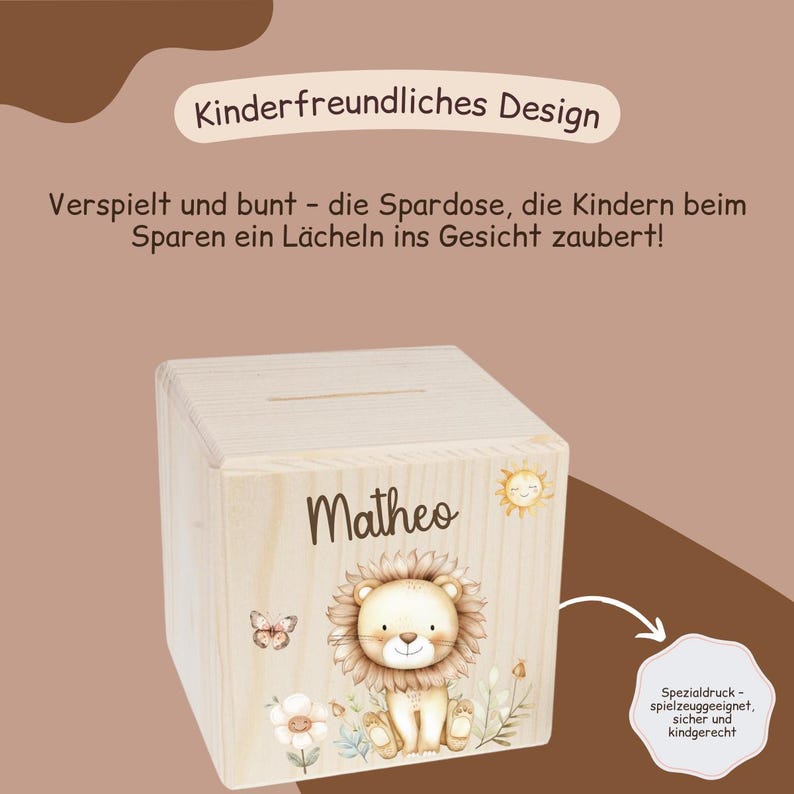 Money box, children's money box, wooden money box, christening gift, christening, personalized money box, baby, birth, birth gifts, money box for girls, child image 11