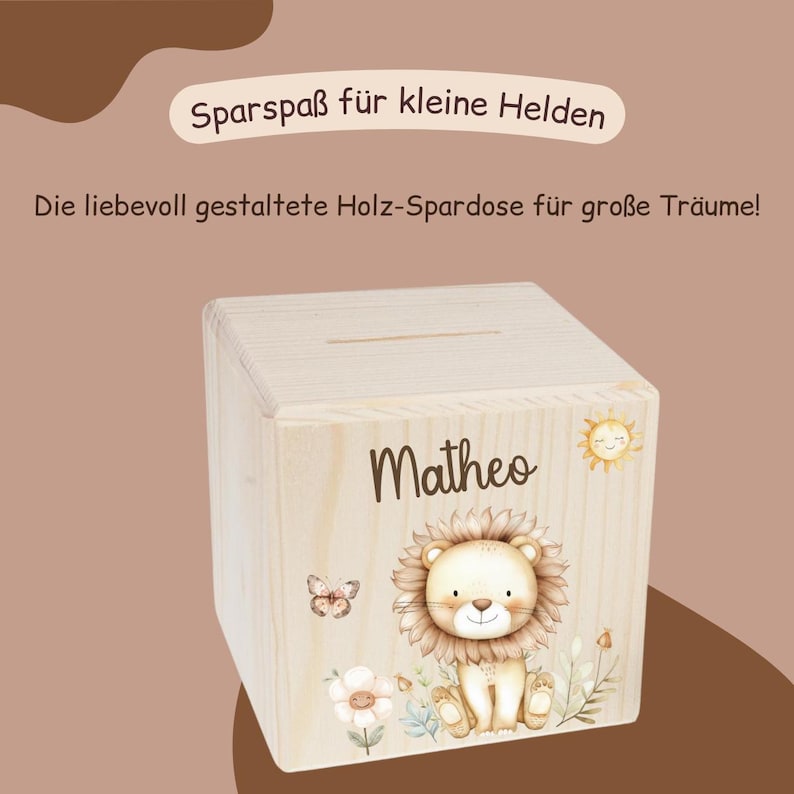 Money box, children's money box, wooden money box, christening gift, christening, personalized money box, baby, birth, birth gifts, money box for girls, child image 10