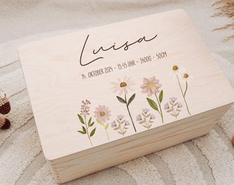 Erinnerungskiste Baby personalisiert Holz | Geschenk zur Geburt | Taufgeschenk | Erinnerungsbox mit Namen | Holzkiste Baby Mädchen Junge