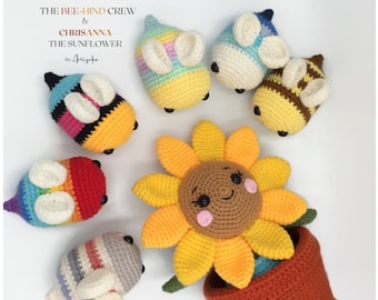 Rainbow Bee Sunflower Pattern BUNDLE Colors Bumblebee Sunflower Plant Amigurumi Doll Flower[CHRISANNA The Sunflower | BEE-Hind Crew Pattern]