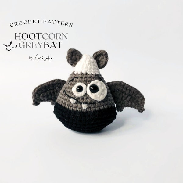 Monster Halloween Bat Crochet Pattern Creepy Grey Bat Funny Monster Amigurumi Candy Corn Halloween Cute Spooky Gift Plush [HOOTCORN GREYBAT]