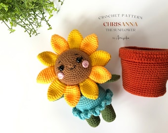 Sunflower CROCHET PATTERN Potted Sunflower Gift Amigurumi Smiley Sunflower Doll Flower Plant Handmade Happy Flower [CHRISANNA The Sunflower]
