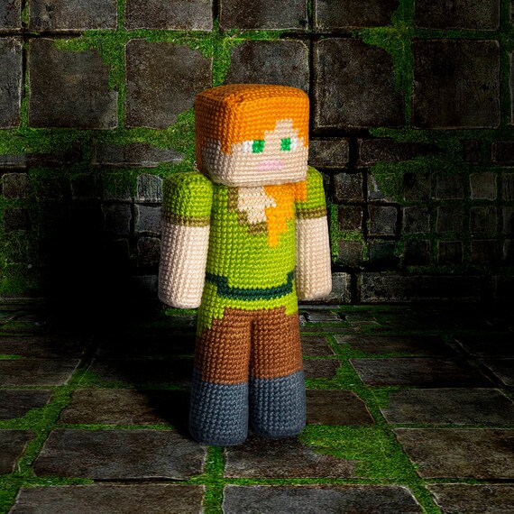 Crochet Minecraft Alex Crochet Grass Block Minecraft Alex Etsy