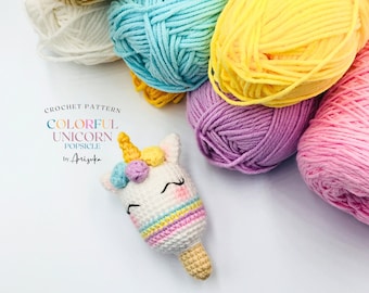 Unicorn CROCHET PATTERN Cute Unicorn Pdf Pattern Colorful Unicorn Amigurumi Pattern Easy Animal Pattern [COLORFUL Unicorn Popsicle Pattern]