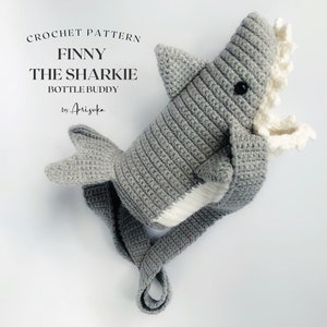 Porte-bouteille requin au crochet MOTIF bouteille requin pour enfant Sac à bandoulière au crochet sur le thème de l'océan pour enfants [FINNY The Sharkie]