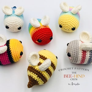 Patrón de ganchillo de abeja arcoíris, amigurumi kawaii de abejorro (patrón PDF)
