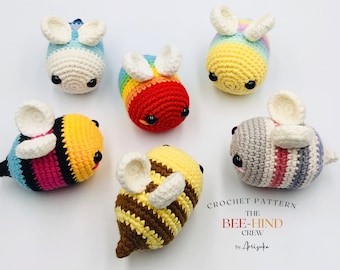 Rainbow Bee CROCHET PATTERN Colors Bumblebee Amigurumi Cute Colors Bee Amigurumi Pattern Easy Kawaii Bee Pattern [BEE-Hind Crew Pattern]