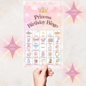 Jogo de festa de aniversário de princesa - Bingo