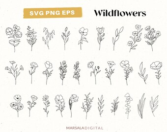 Download Floral Line Art Etsy