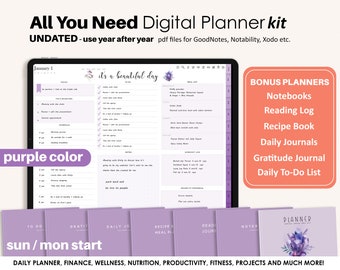 Samsung Notes Digital Planner UNDATED, Goodnotes Digital Planner, iPad Planer, Notability, Adhd Digital Planner, Lila, PREMIUM